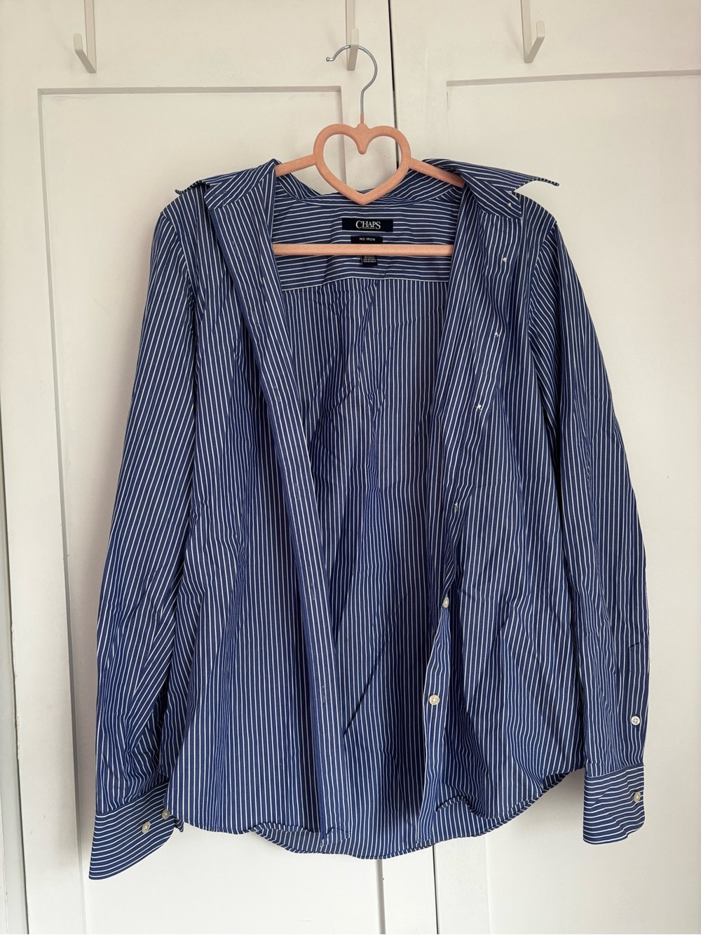 Chaps Navy & White Striped Lightweight button up Shirt